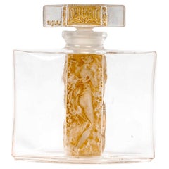 1937 Flacon de parfum René Lalique Olimpic pour Hermanny Verre patine sépia