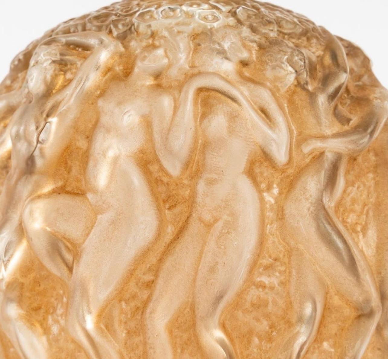 Moulé 1937 Flacon de parfum Rene LaliqueCalendal pour Molinard Verre Patine Sépia