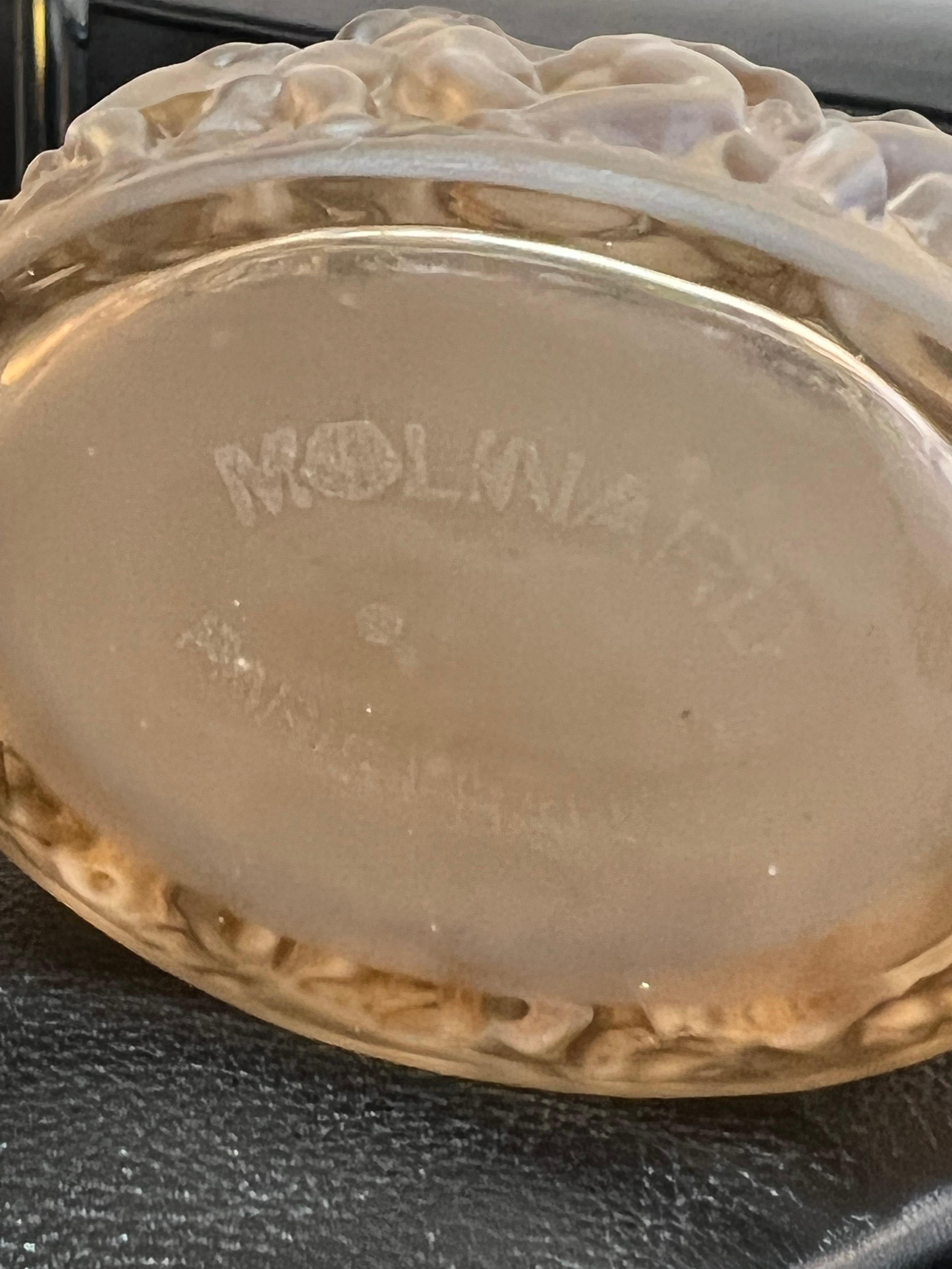 Verre brun 1937 Flacon de parfum Rene LaliqueCalendal pour Molinard Verre Patine Sépia