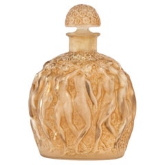 1937 Flacon de parfum Rene LaliqueCalendal pour Molinard Verre Patine Sépia