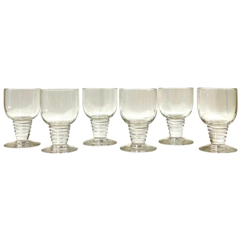1937 René Lalique Set of 6 Pieces Glasses Tonnerre For Sale