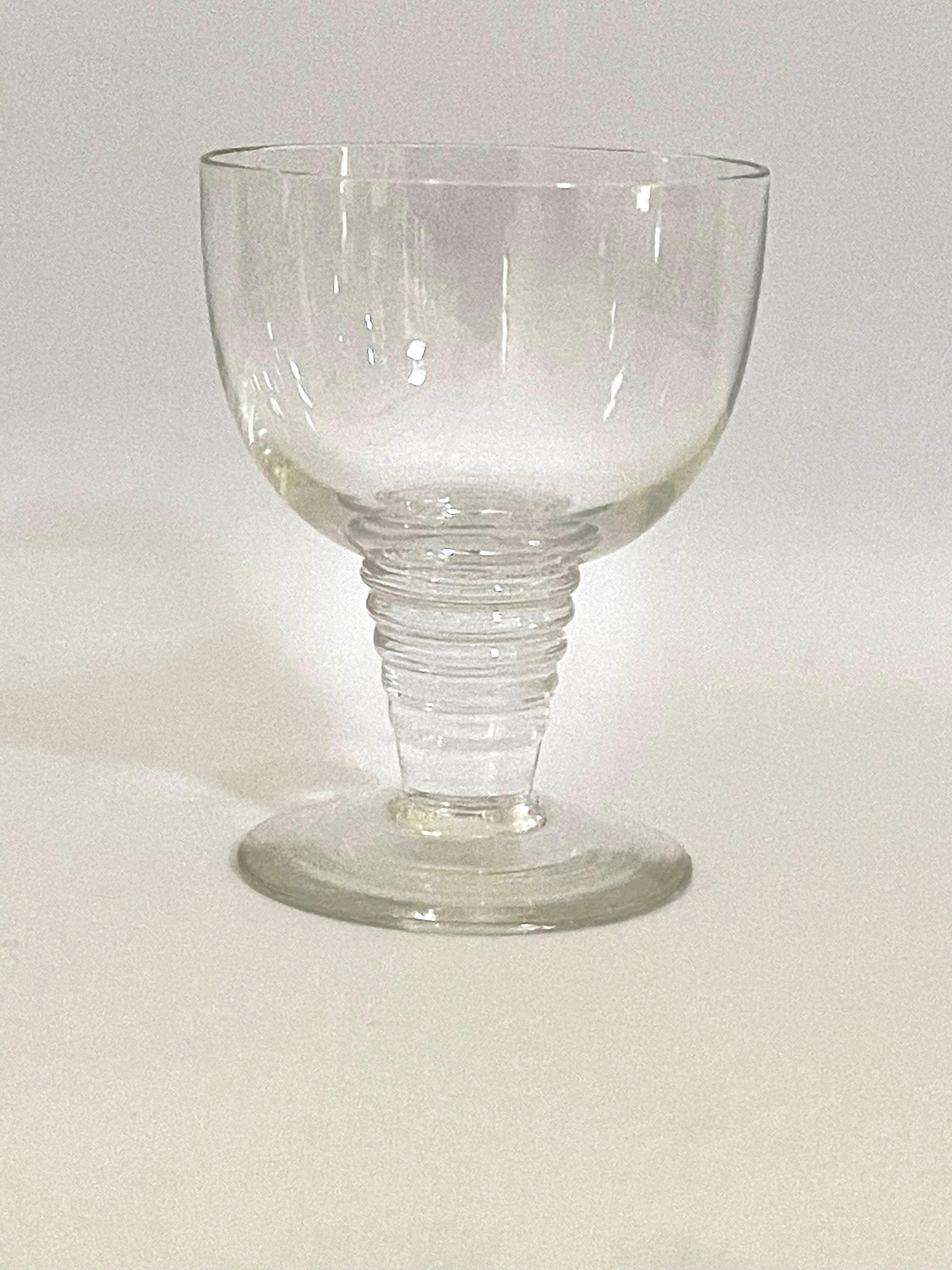 Set of 8 (eight) wine glasses made by René Lalique in 1937. Model is named 