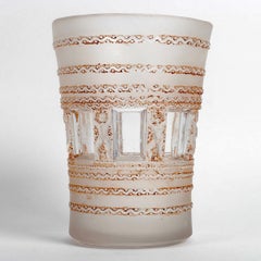 1937 René Lalique Vase Florence Frosted Glass Sepia Stain Cherubs