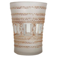 1937 René Lalique Vase Florence Frosted Glass Sepia Stain Cherubs