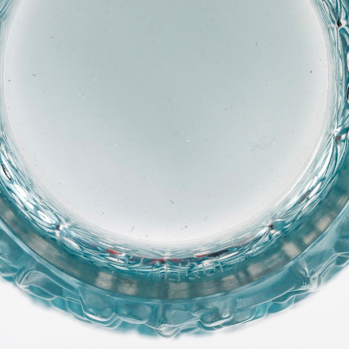 1937 René Lalique - Vase Saint Tropez Glas mit blauer Patina (Geformt)