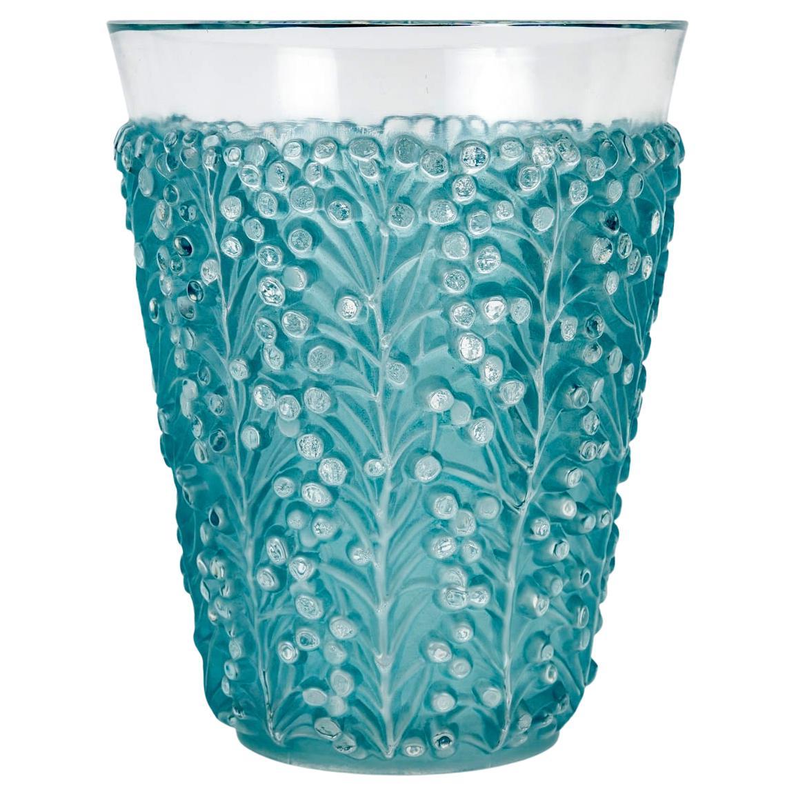 1937 René Lalique - Vase Saint Tropez Glas mit blauer Patina