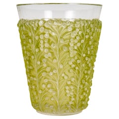 1937 René Lalique - Vase Saint Tropez Verre à Patine Verte