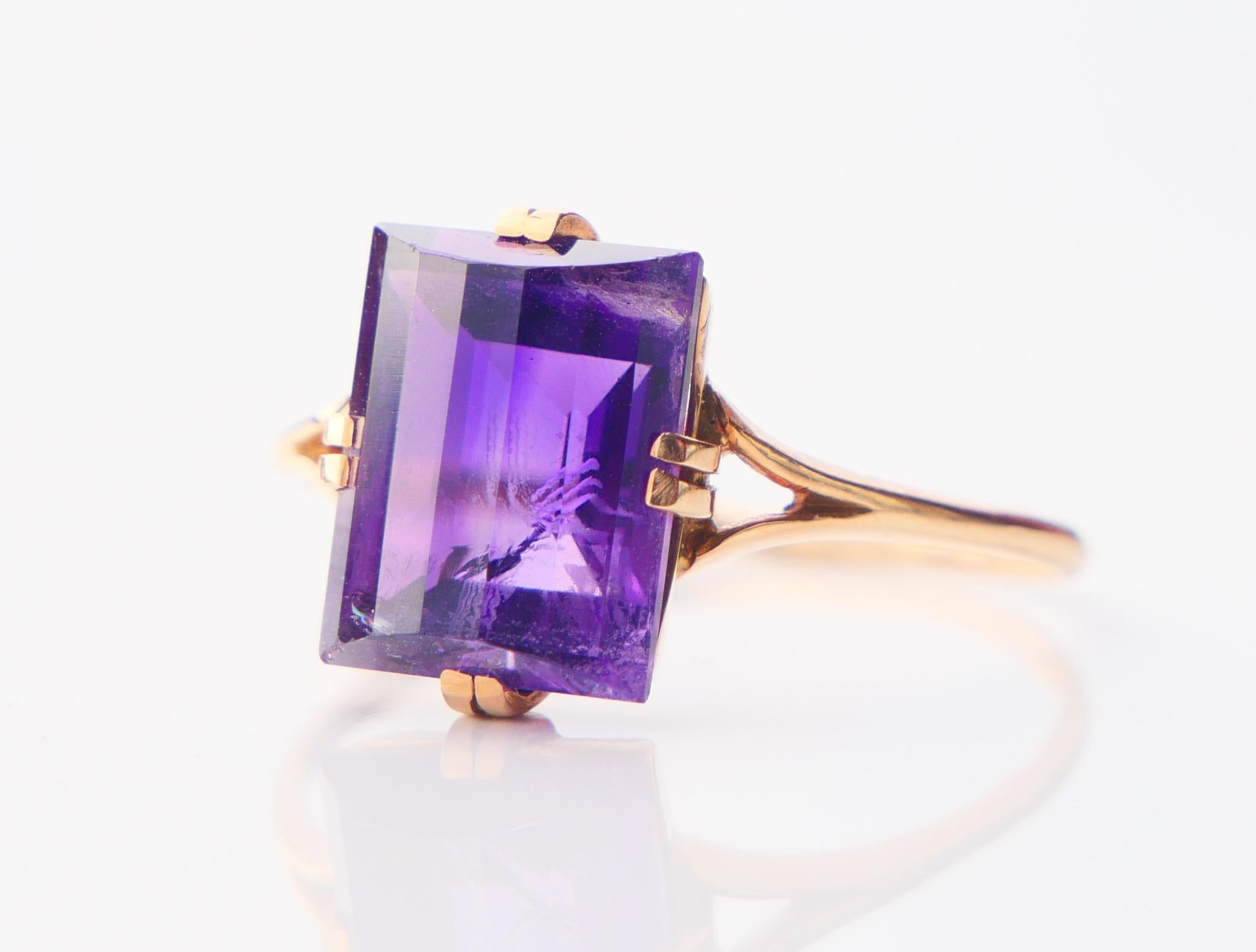 1937 Ring Amethyst solid 18K Gold Ø US7.75 / 2gr For Sale 5