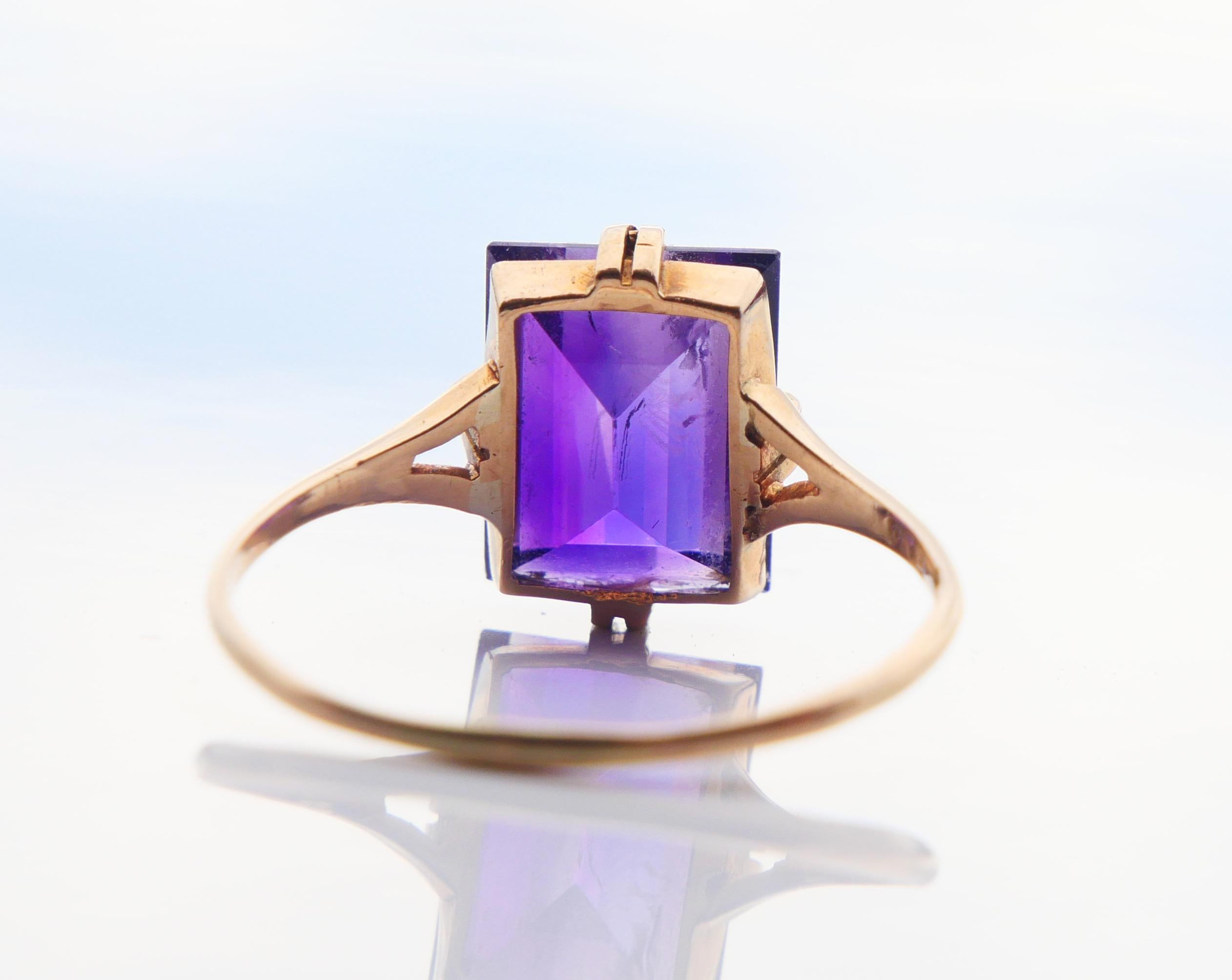 1937 Ring Amethyst solid 18K Gold Ø US7.75 / 2gr For Sale 6