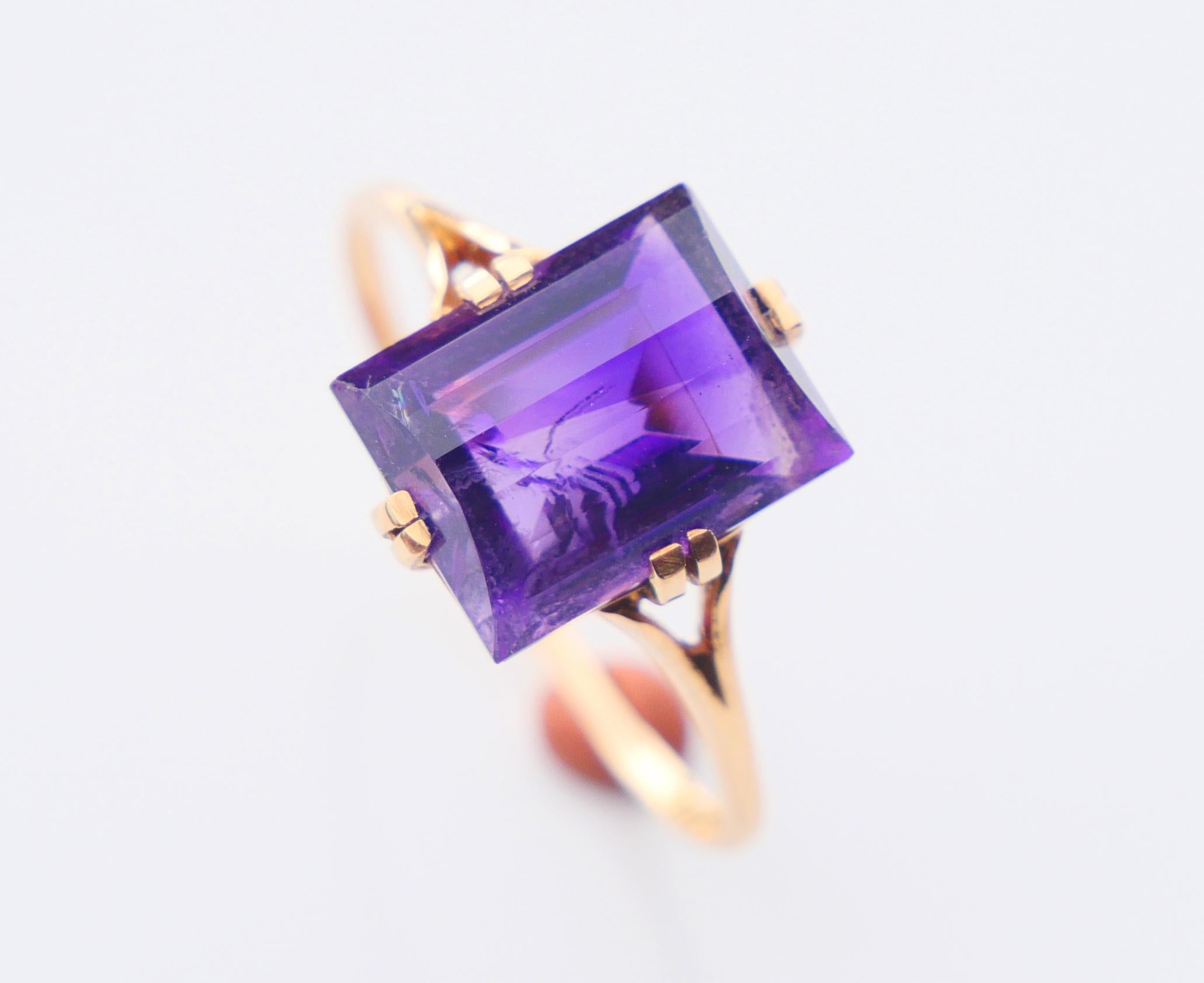 1937 Ring Amethyst solid 18K Gold Ø US7.75 / 2gr For Sale 8