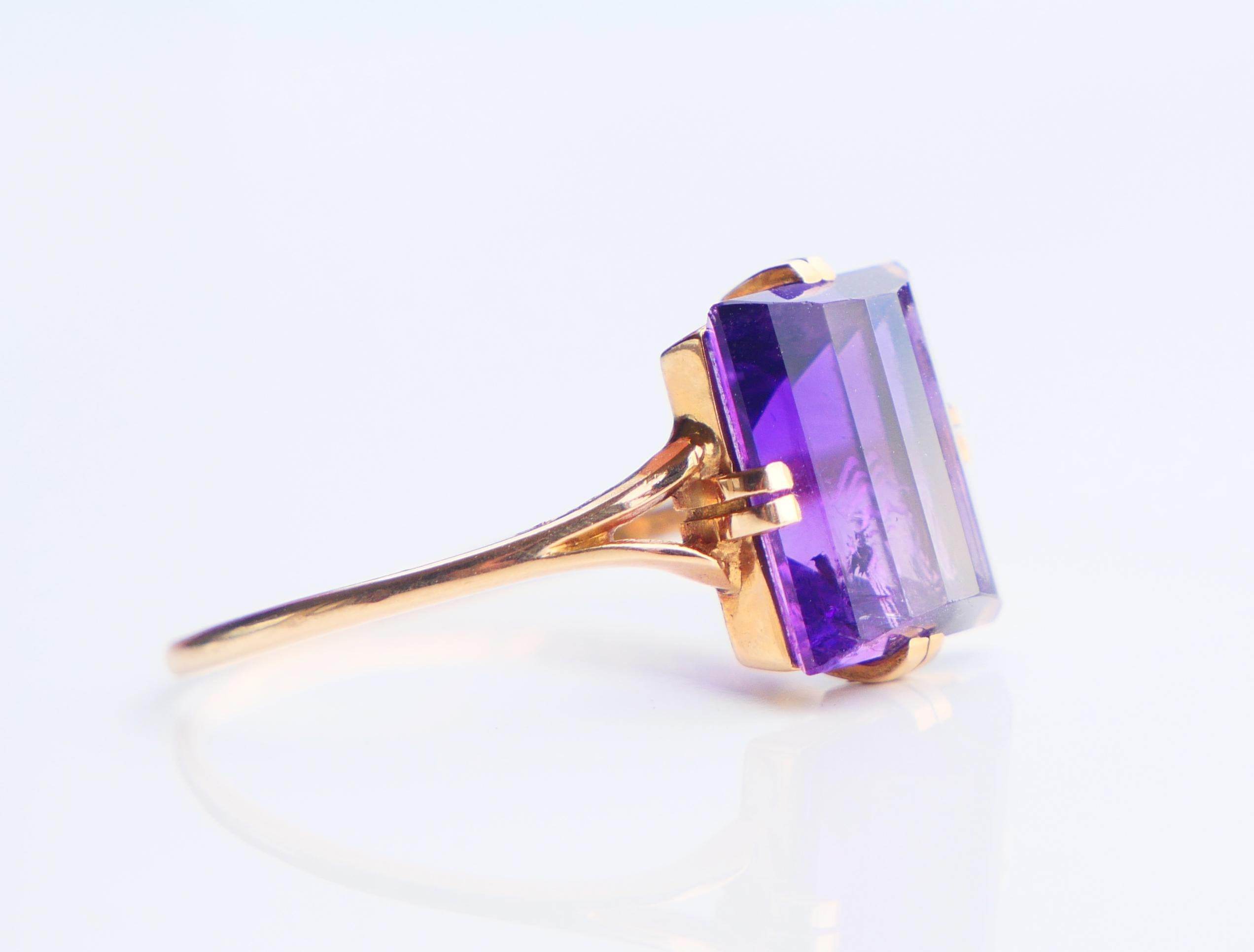 1937 Ring Amethyst solid 18K Gold Ø US7.75 / 2gr For Sale 9