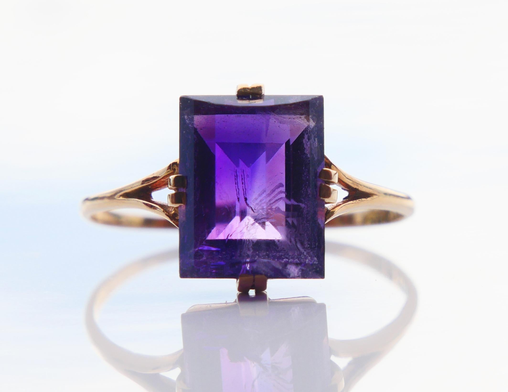 1937 Ring Amethyst solid 18K Gold Ø US7.75 / 2gr For Sale 10