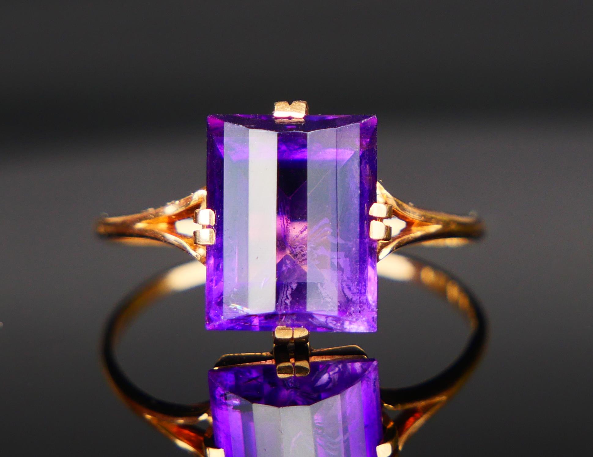 Art Deco 1937 Ring Amethyst solid 18K Gold Ø US7.75 / 2gr For Sale