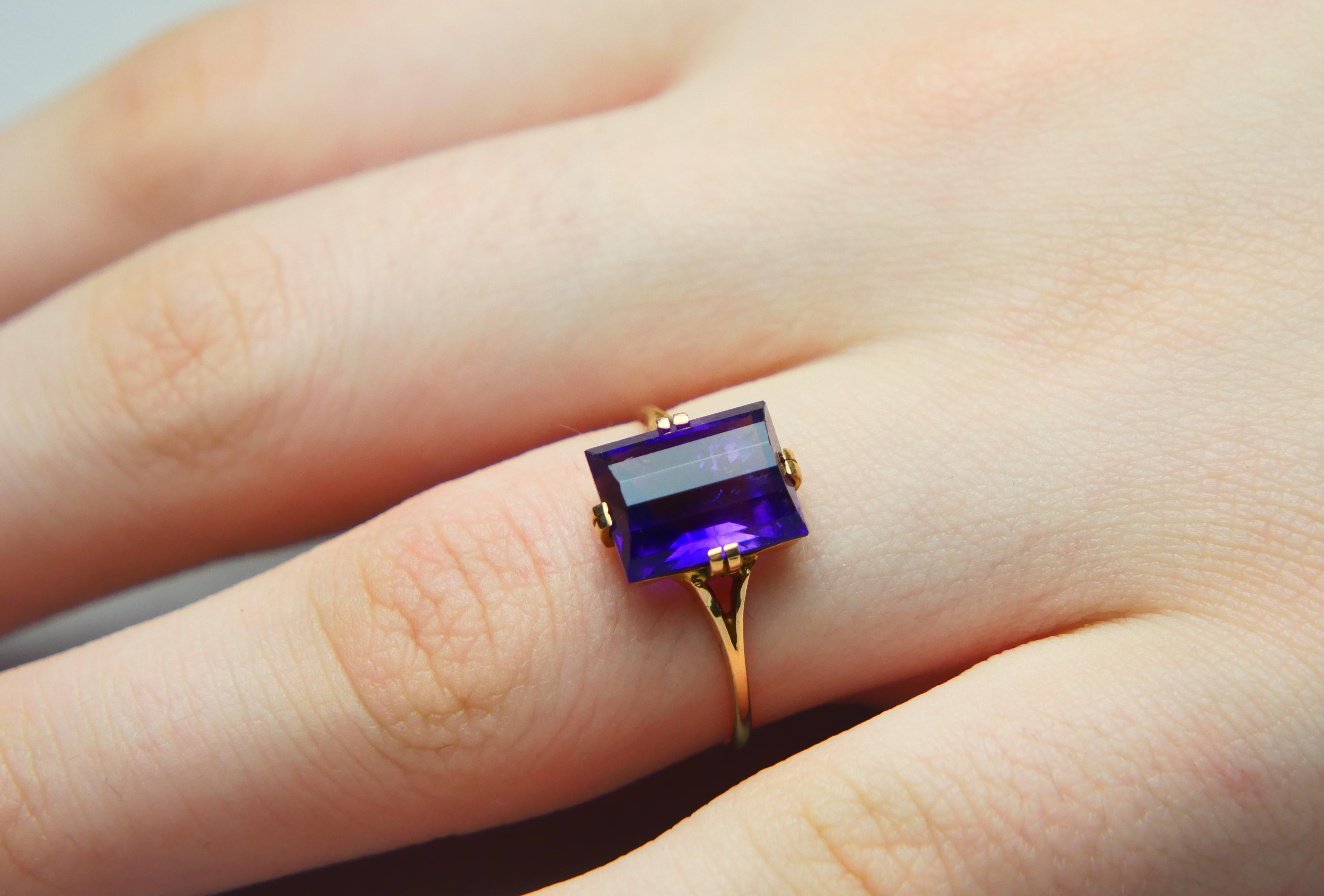 1937 Ring Amethyst solid 18K Gold Ø US7.75 / 2gr For Sale 1