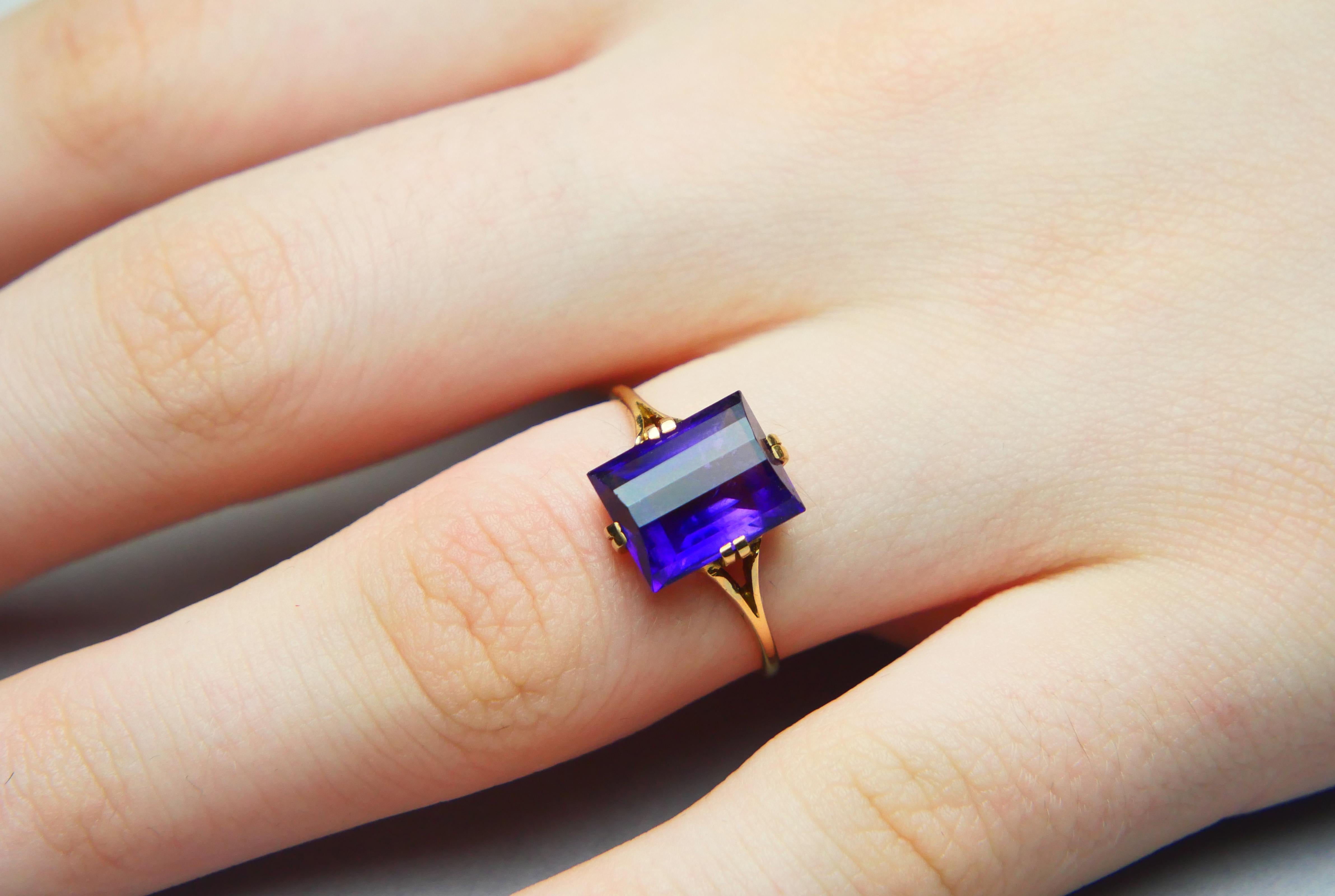 1937 Ring Amethyst solid 18K Gold Ø US7.75 / 2gr For Sale 2