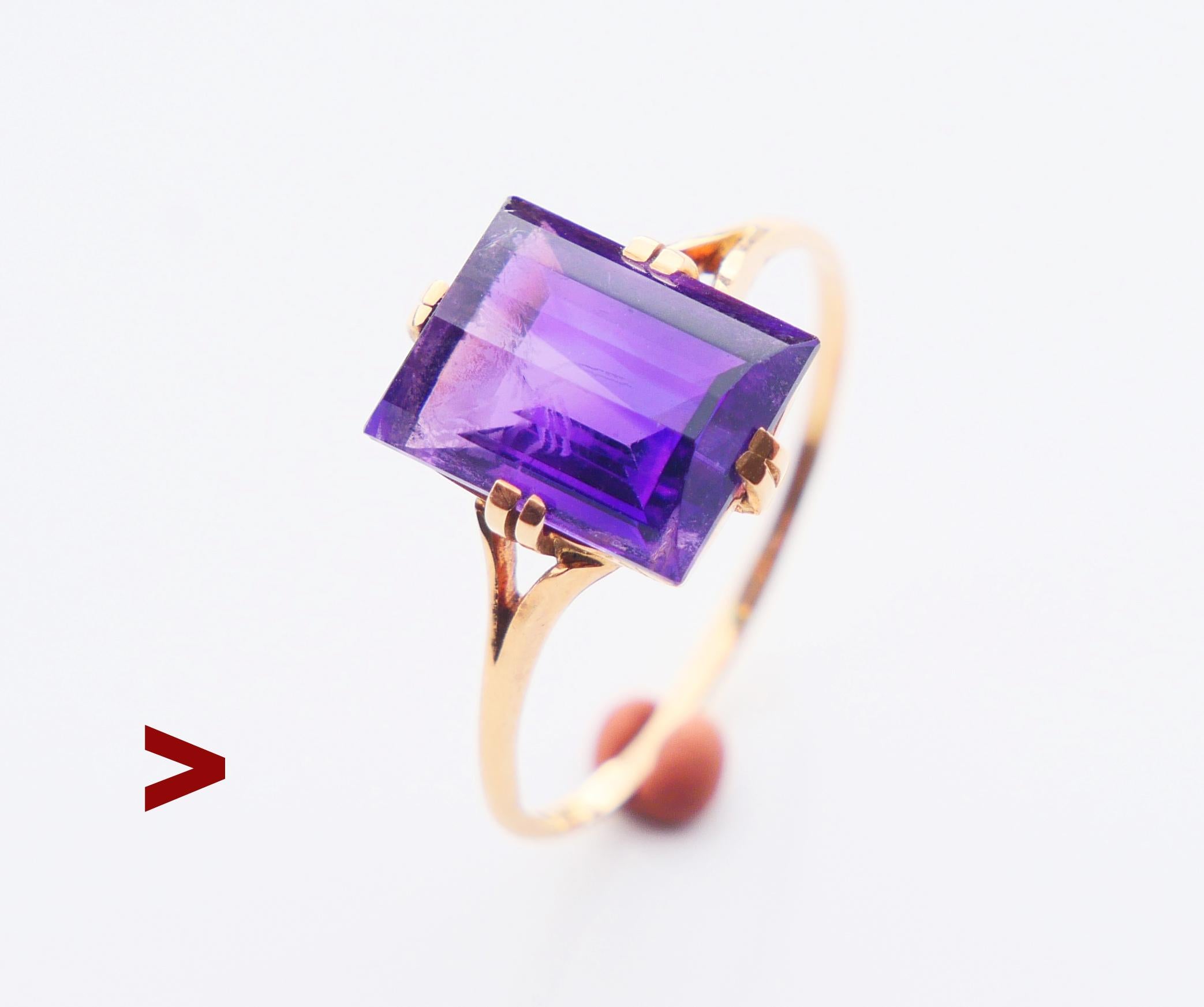 1937 Ring Amethyst solid 18K Gold Ø US7.75 / 2gr For Sale 3
