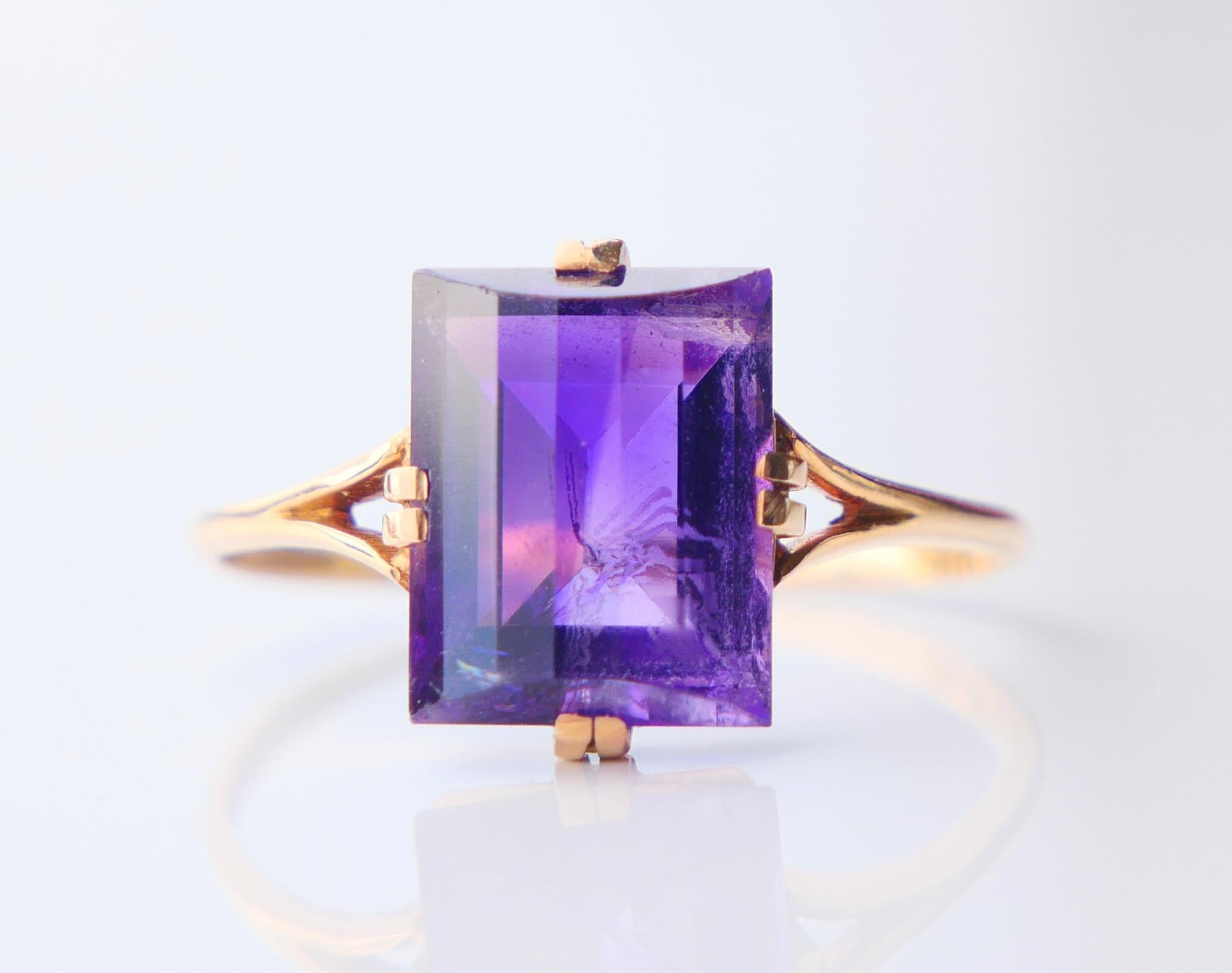 1937 Ring Amethyst solid 18K Gold Ø US7.75 / 2gr For Sale 4