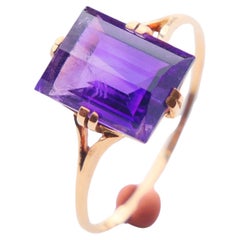1937 Ring Amethyst massiv 18K Gold Ø US7.75 / 2gr