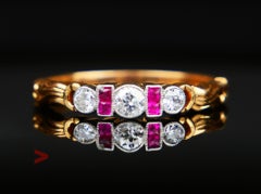 1937 Anello con diamante naturale e rubino in oro giallo 18K Nature  8,75US / 3,3gr