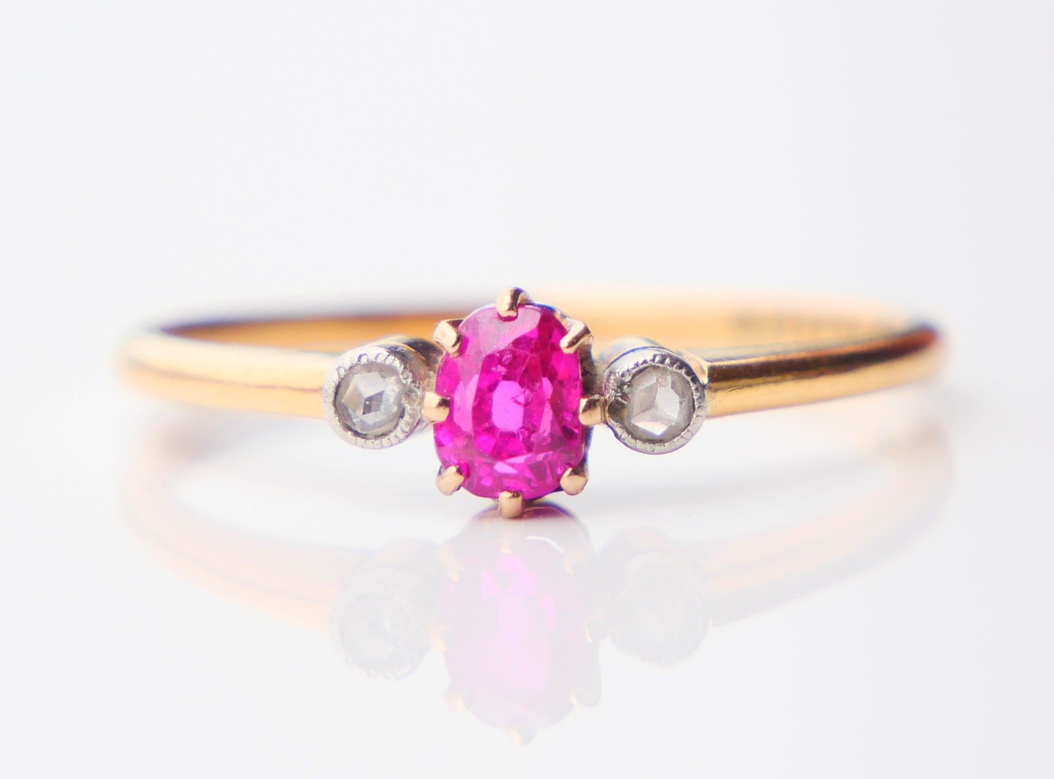 De las mujeres 1937 Anillo Rubí natural Diamantes macizo Oro 18K Platino ØUS7.25/ 2.1gr en venta