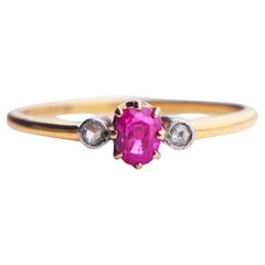 1937 Ring natürlicher Rubin Diamanten massiv 18K Gold Platin ØUS7.25/ 2.1gr