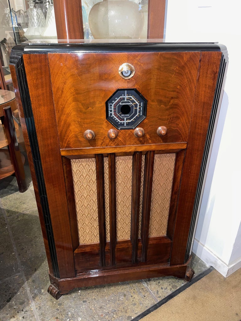 1937 Stromberg-Carlson 228-L Console Radio Restored Bluetooth. Stromberg Carlson was well know for its commitment to quality and their products are often called the “Rolls Royce” of radios. This outstanding set has been electronically restored and