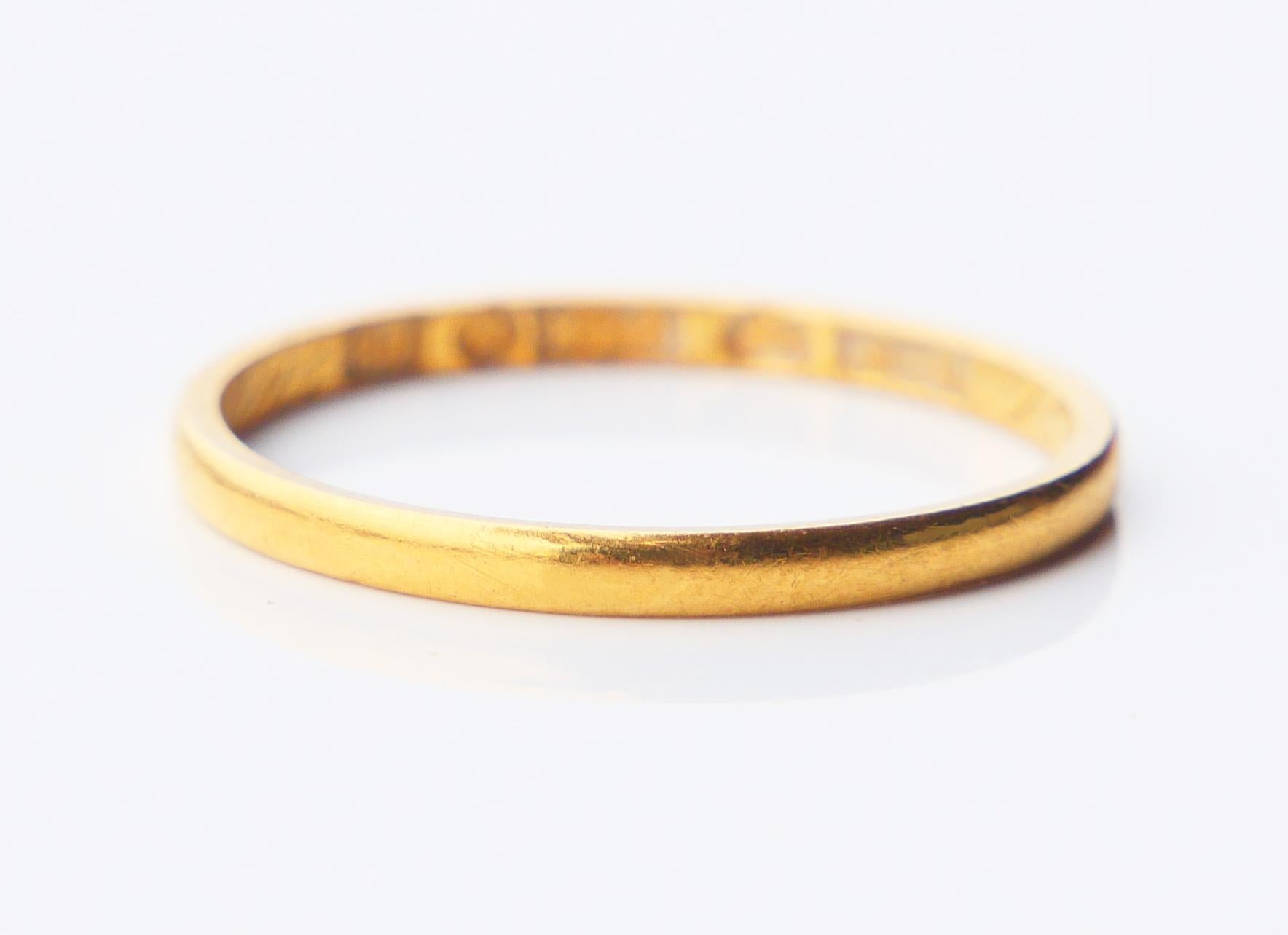 Art Deco 1937 Wedding ring solid 23K Gold Ø US7.25 / 1.6 gr