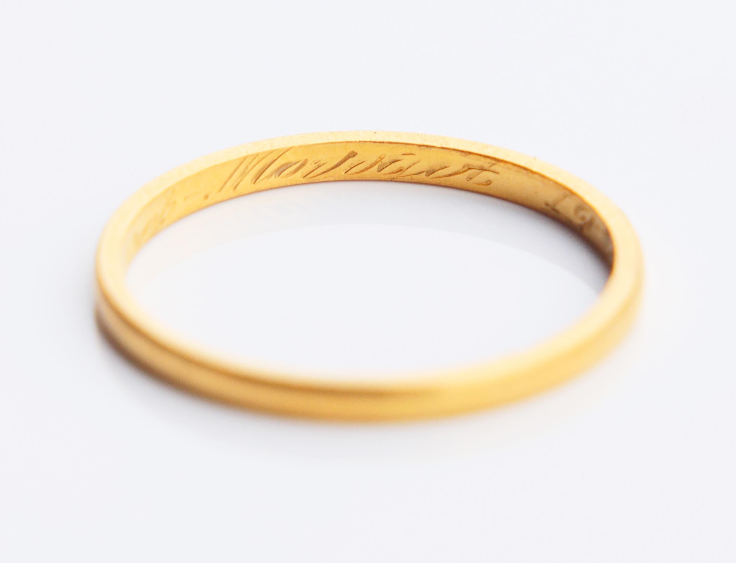 1937 Wedding ring solid 23K Gold Ø US7.25 / 1.6 gr 2