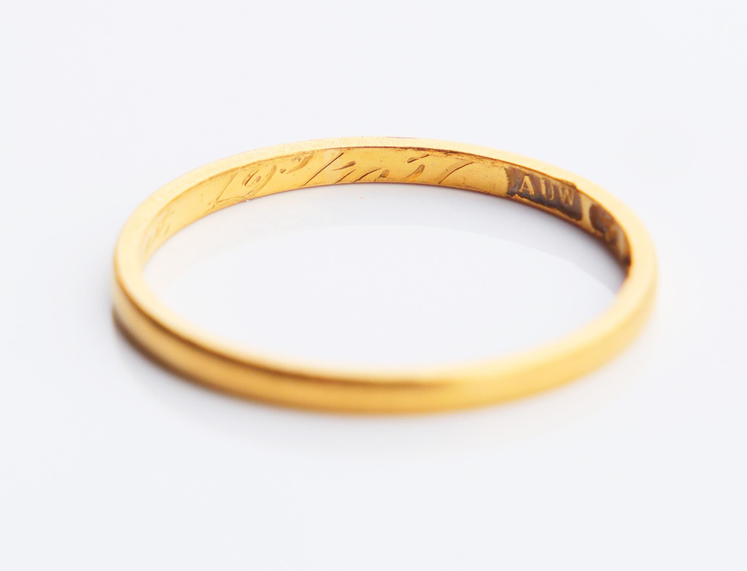1937 Wedding ring solid 23K Gold Ø US7.25 / 1.6 gr 3