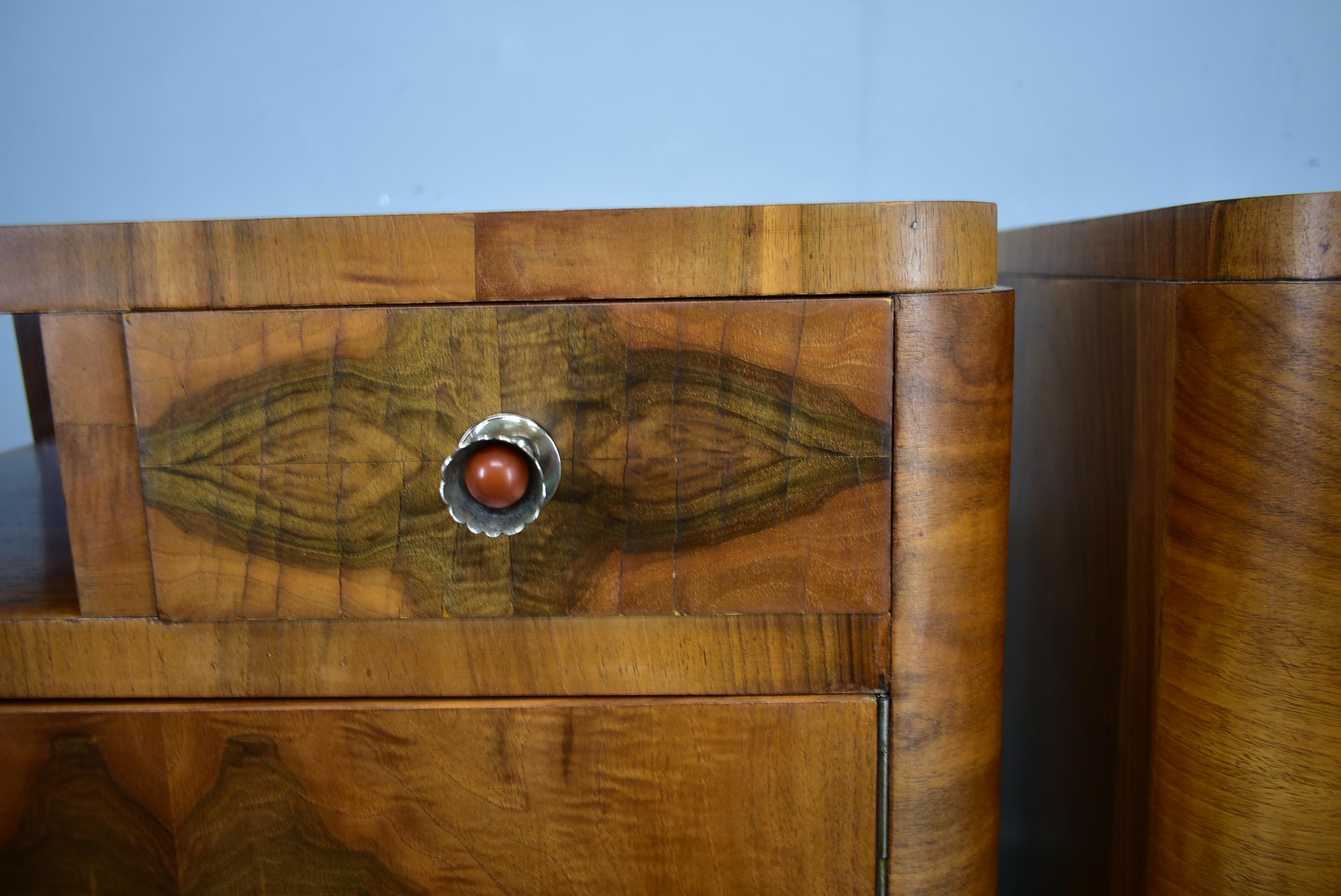 1937s Pair of Art Deco Bedside Tables, Czechoslovakia For Sale 11