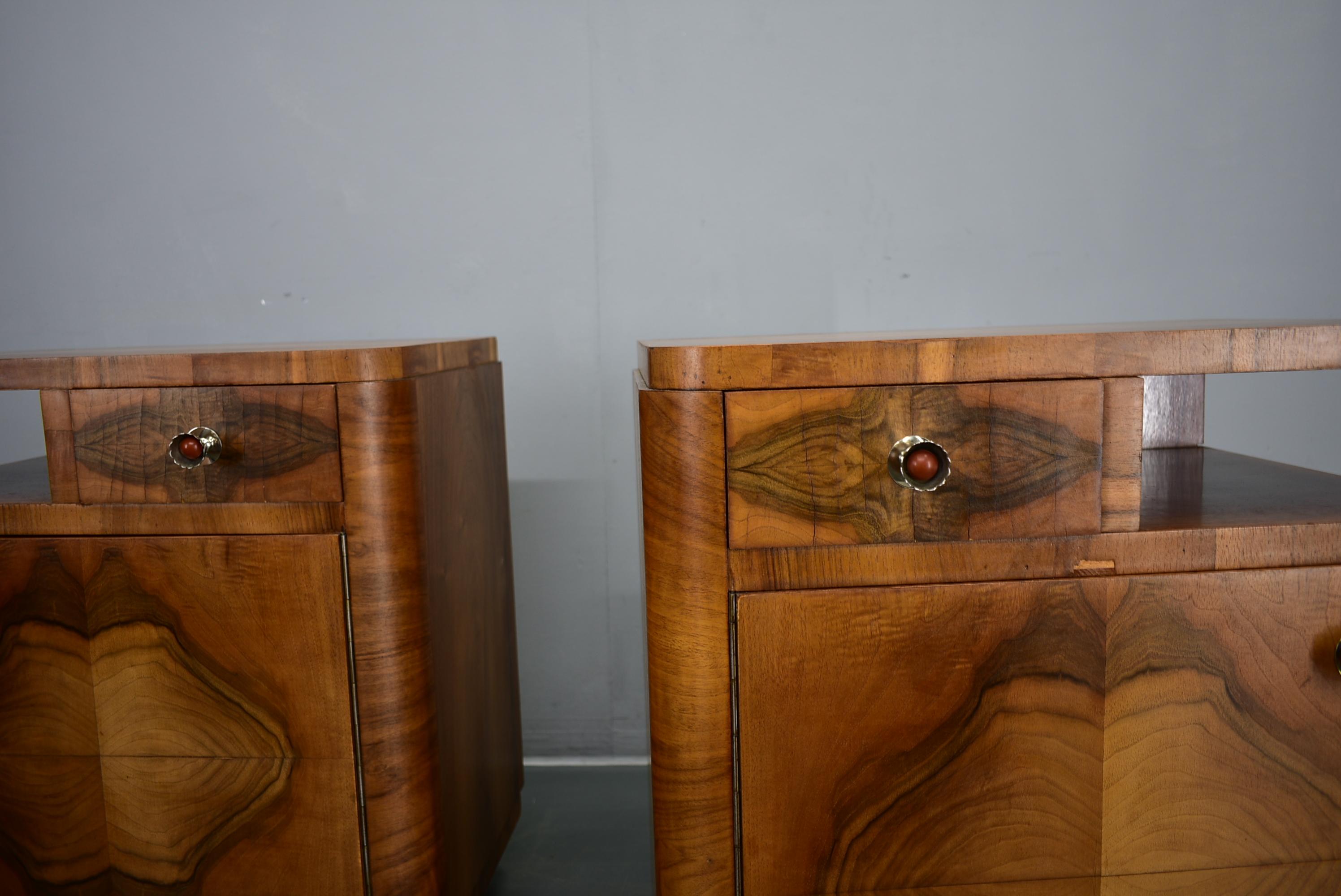 1937s Pair of Art Deco Bedside Tables, Czechoslovakia For Sale 2