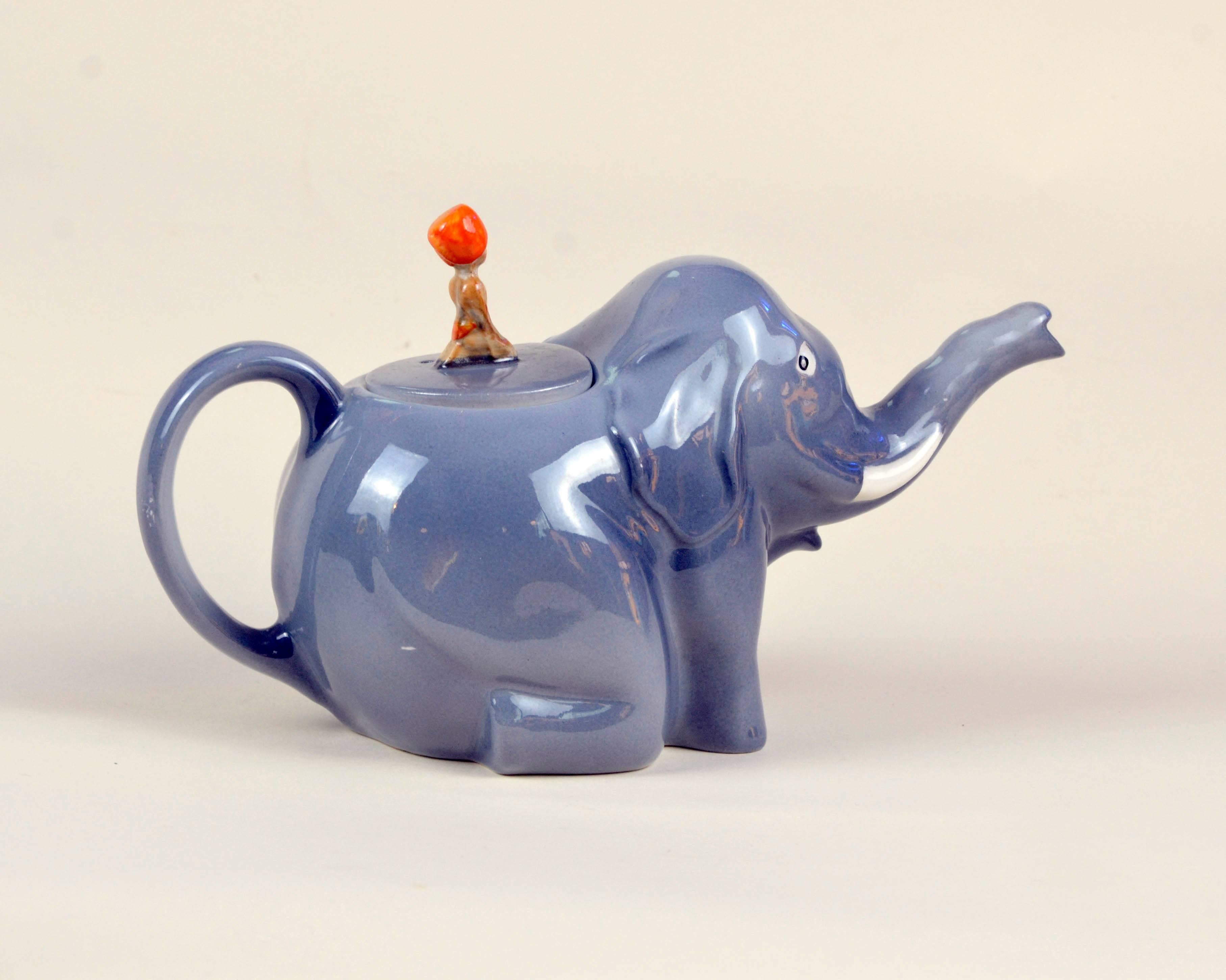 Art Deco 1937s Rare Colclough China Sabu Pattern Elephant Boy Teapot Made in England For Sale