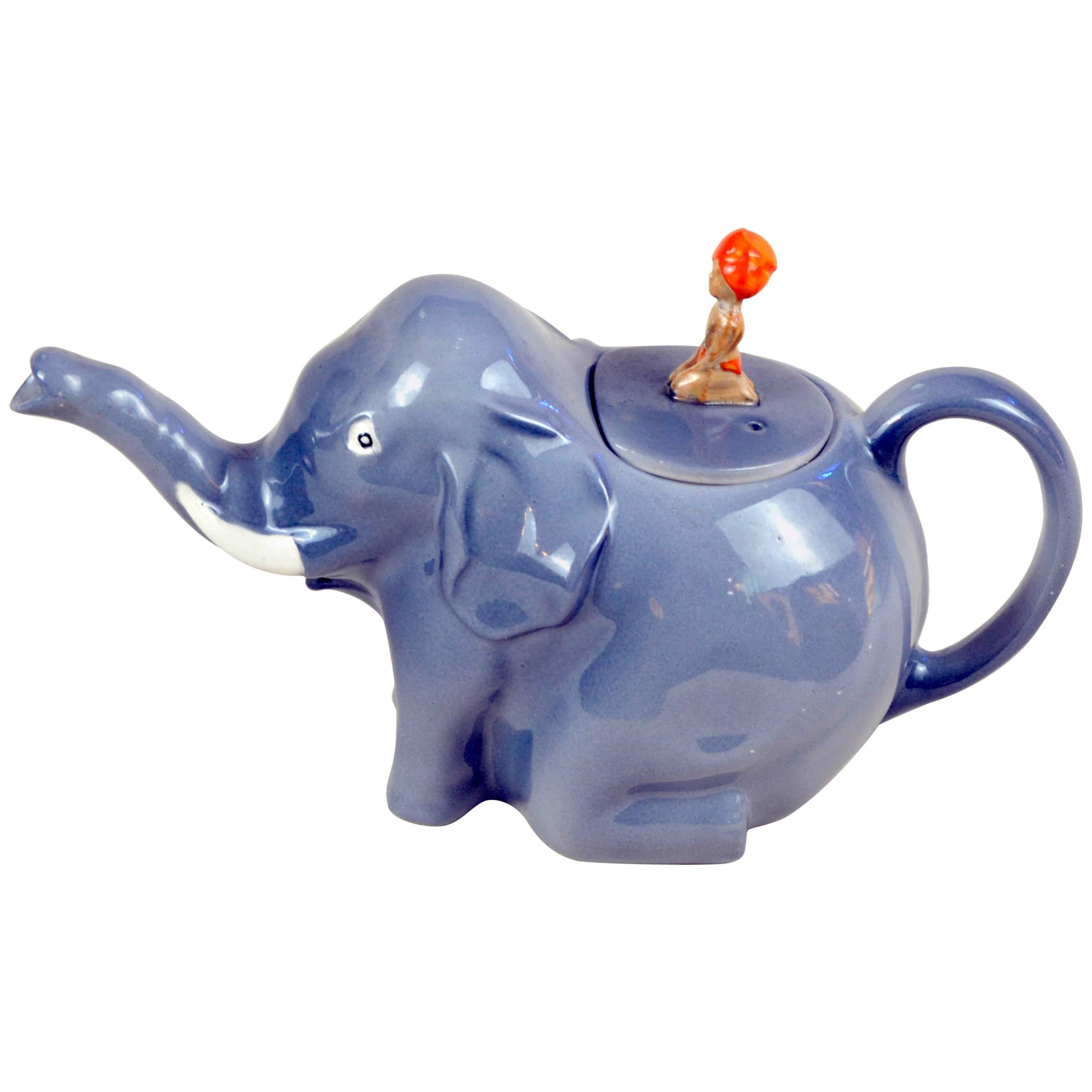1937s Rare Colclough China Sabu Pattern Elephant Boy Teapot Made in England For Sale