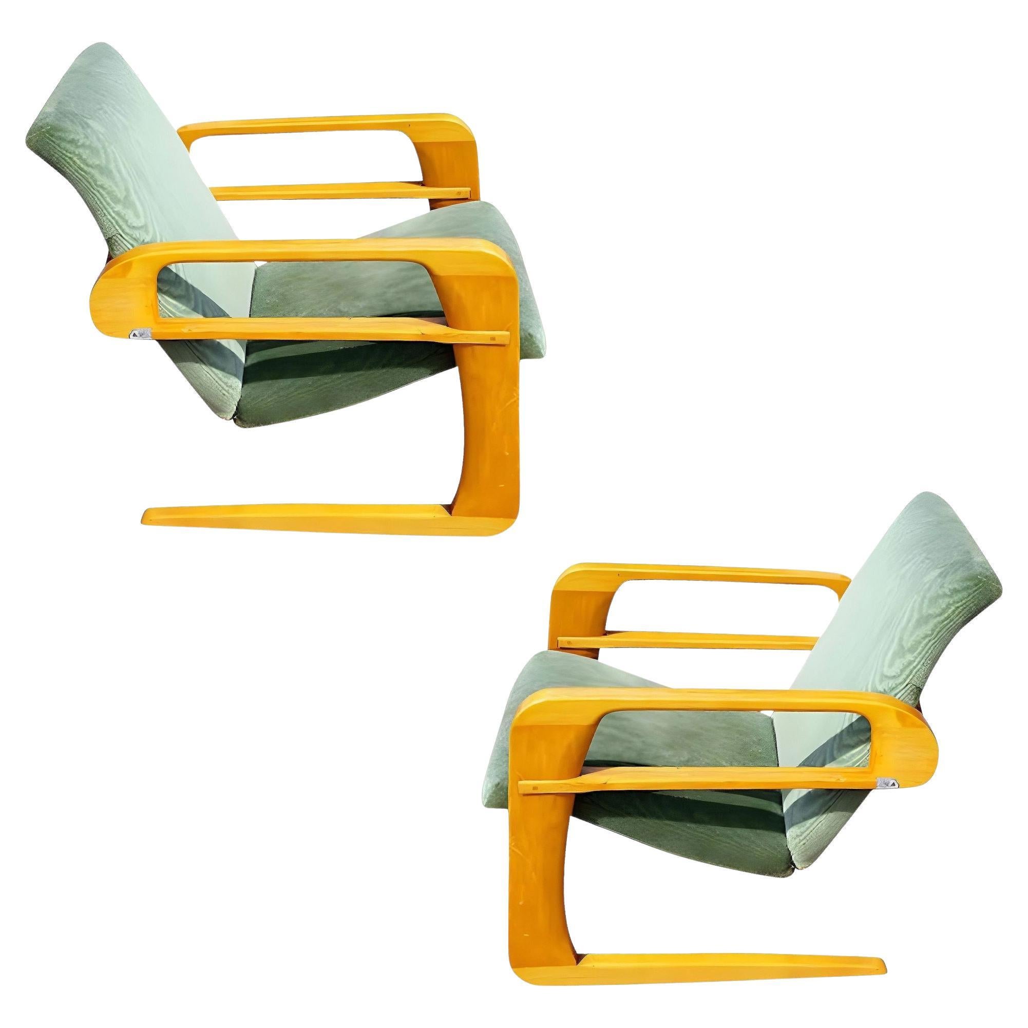 1938 Art Deco "Airline Chair" Lounge by KEM Weber for Walt Disney, Pair