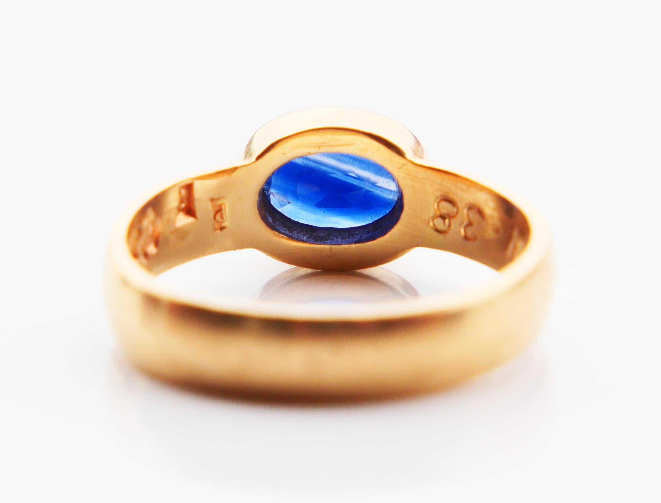 Oval Cut 1938 Artur & Lydia Ring natural 1.55 ct Blue Sapphire solid 18K Gold ØUS7/4.4gr For Sale