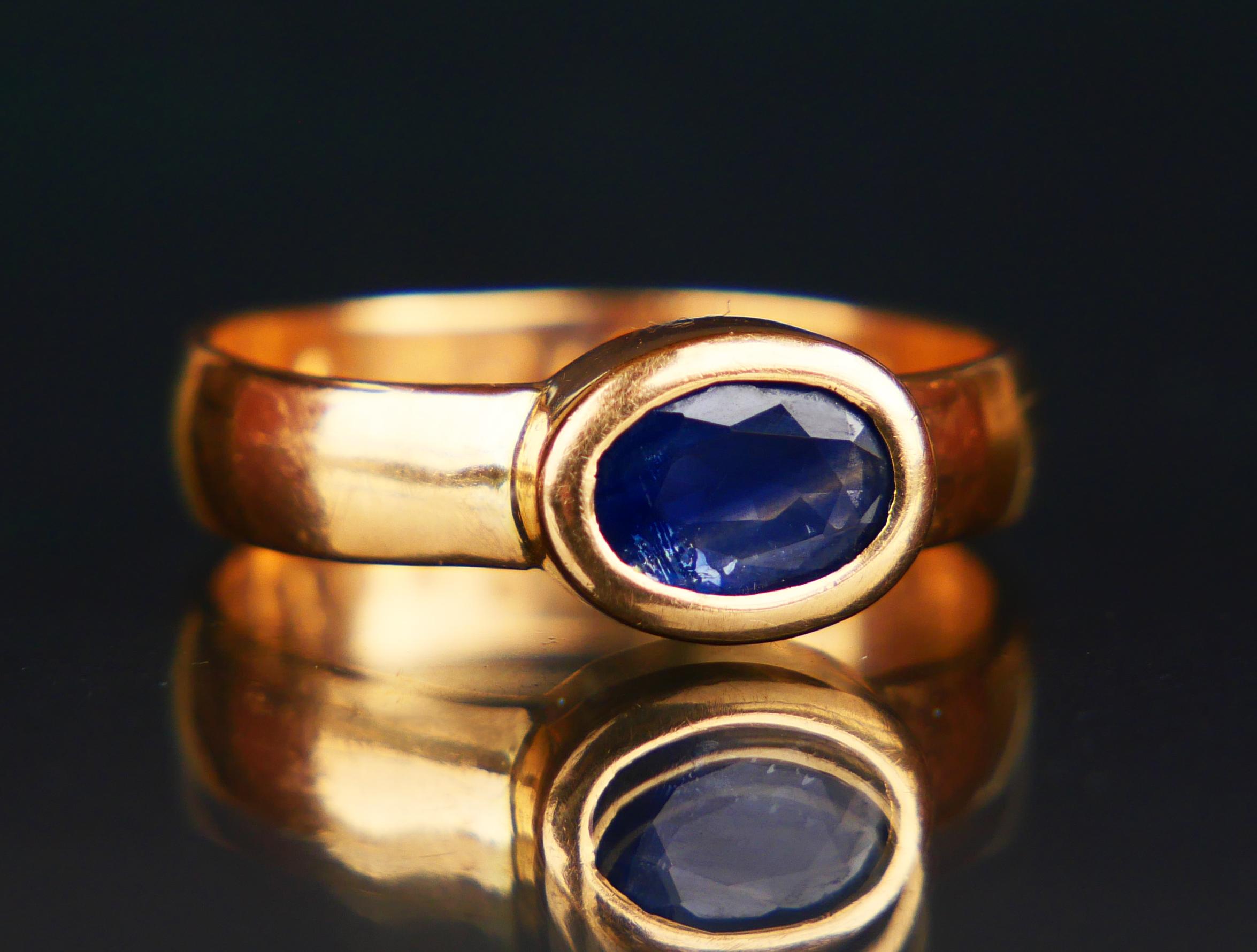 1938 Artur & Lydia Ring natural 1.55 ct Blue Sapphire solid 18K Gold ØUS7/4.4gr For Sale 4