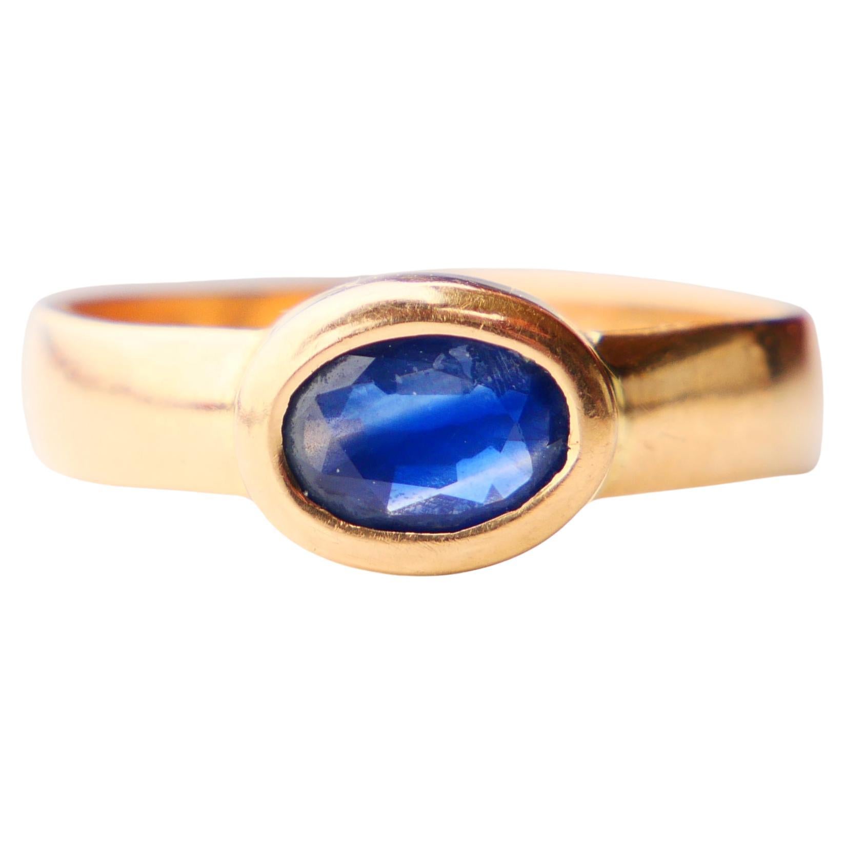 1938 Artur & Lydia Ring natural 1.55 ct Blue Sapphire solid 18K Gold ØUS7/4.4gr For Sale