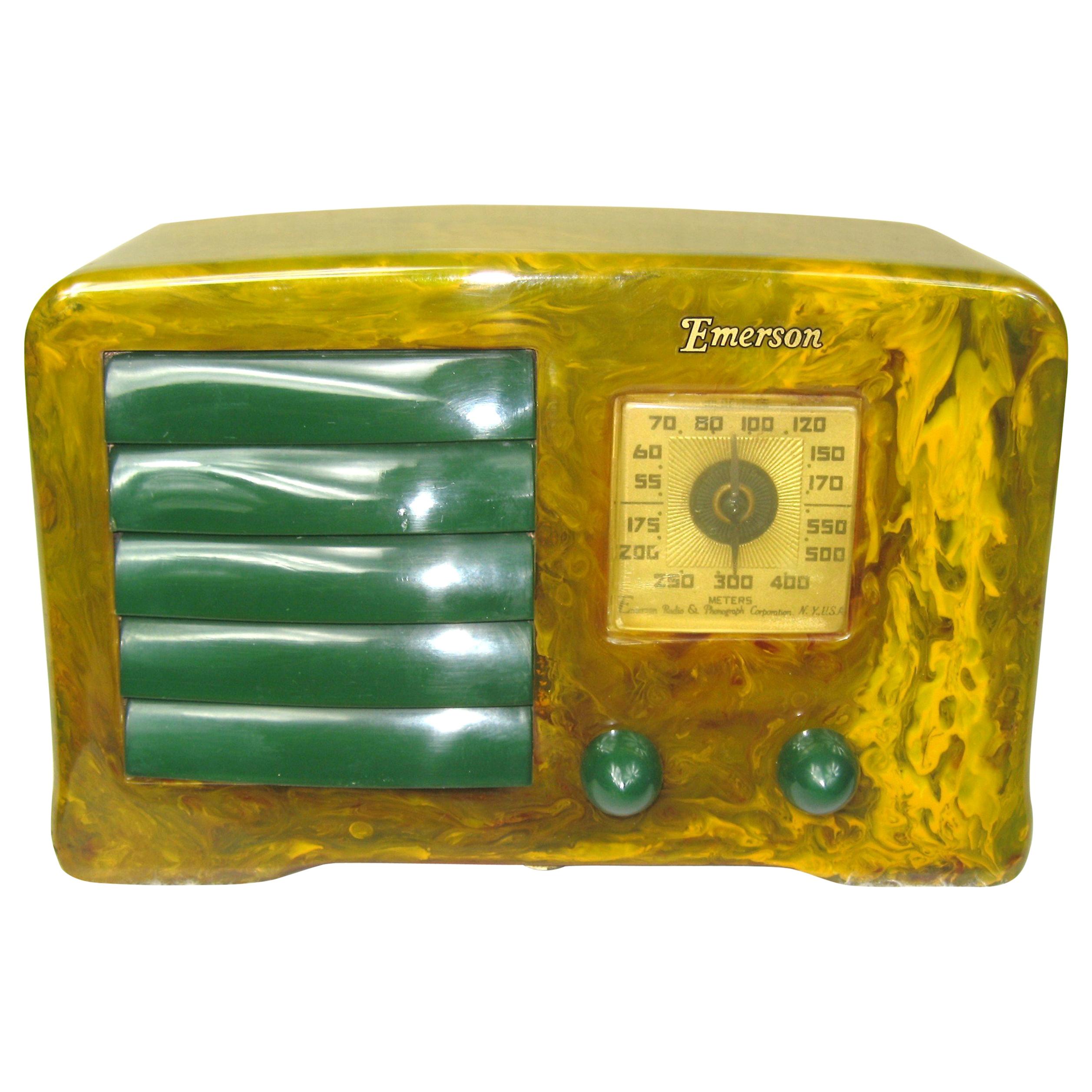 1938 Emerson Ax-235 Catalin Bakelite Radio Verde su Verde
