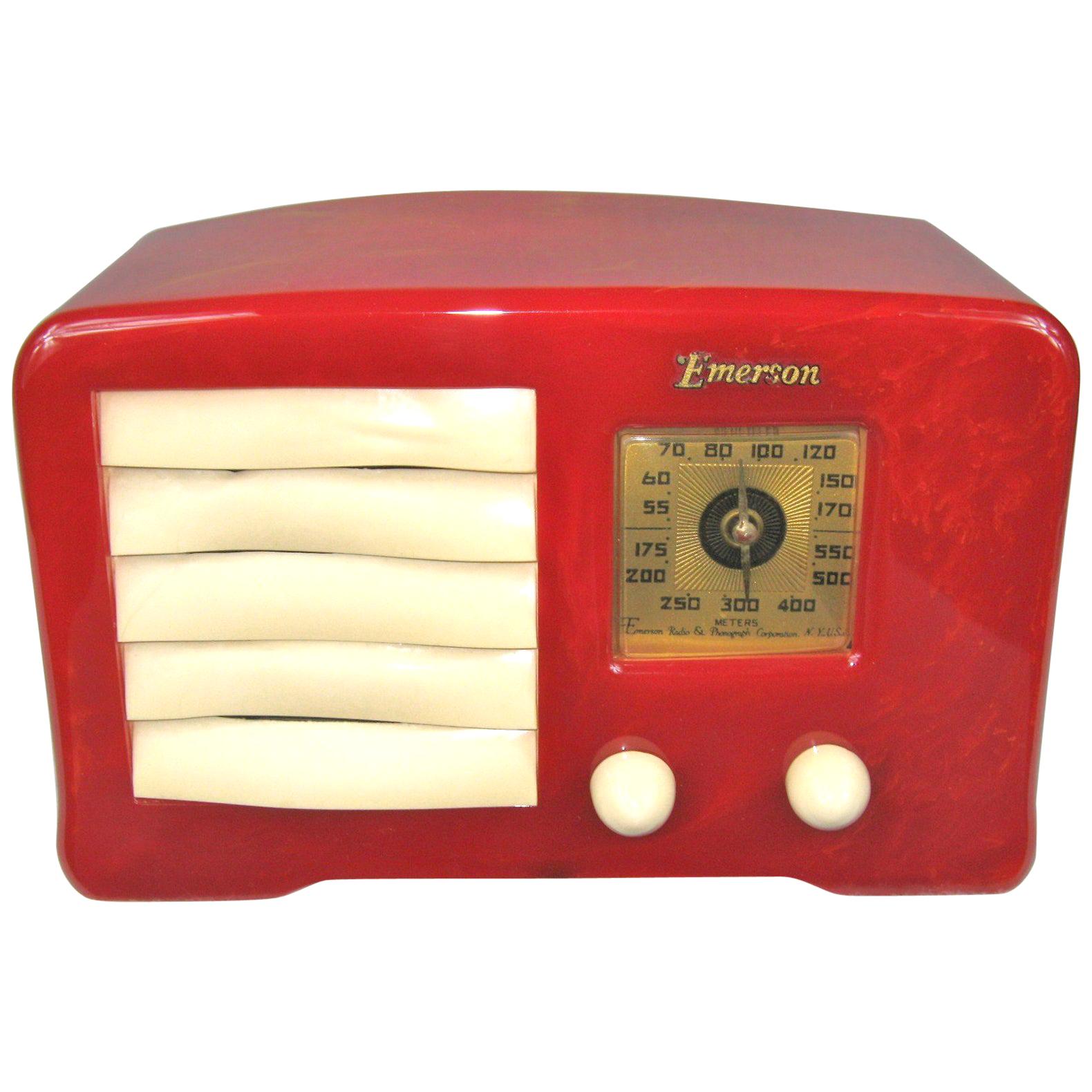 1938 RADIO Emerson AX-235 Red with Off-White Trim Original  For Sale