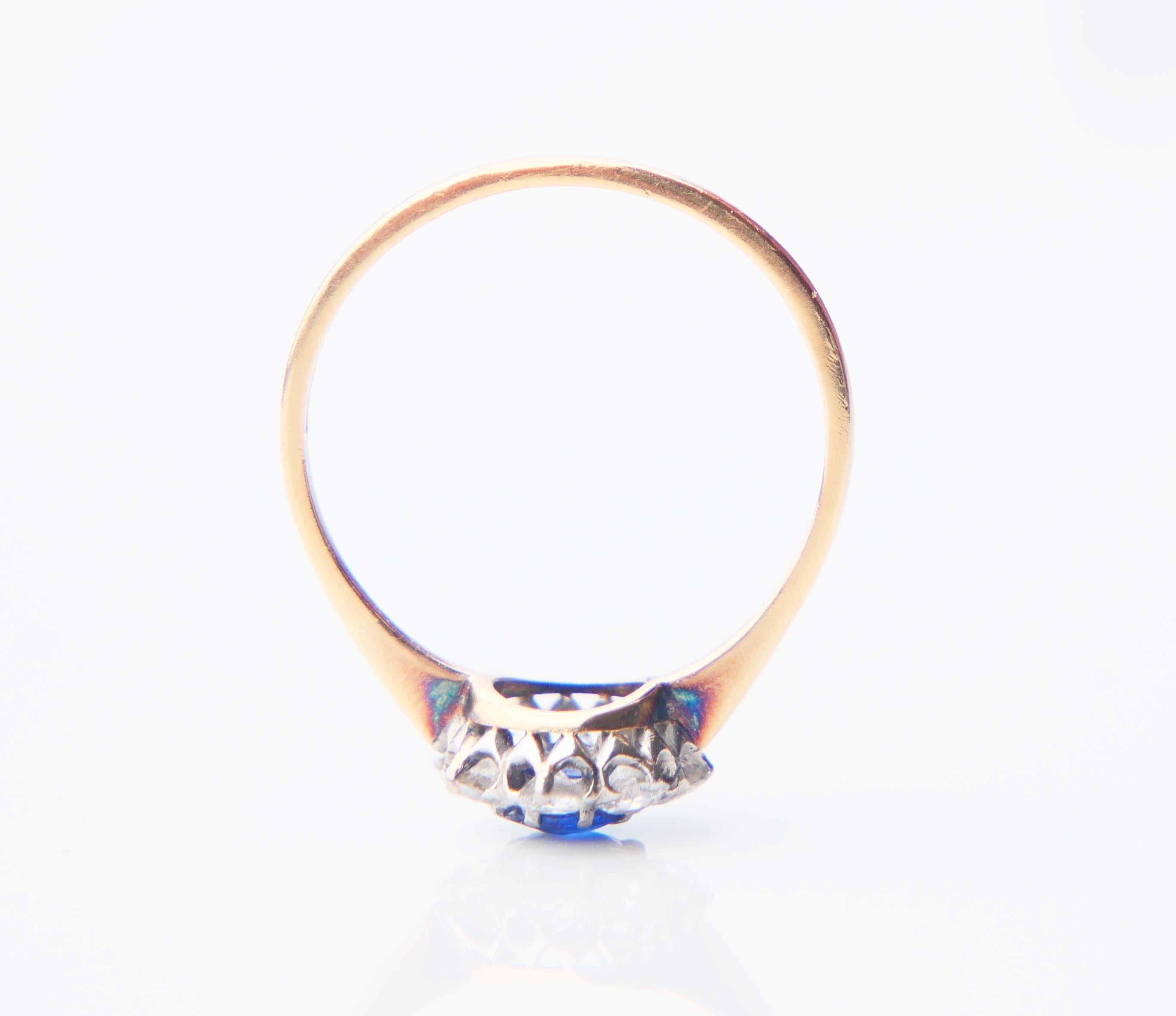 1938 Halo Ring natürlich 0.45 ct Saphir ctw. 0.65ctw Diamanten 18K Gold/ØUS8/2.9g Damen im Angebot