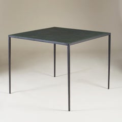 ORIGINAL 1938 Iron and Leather Games Table by Jean-Michel Frank