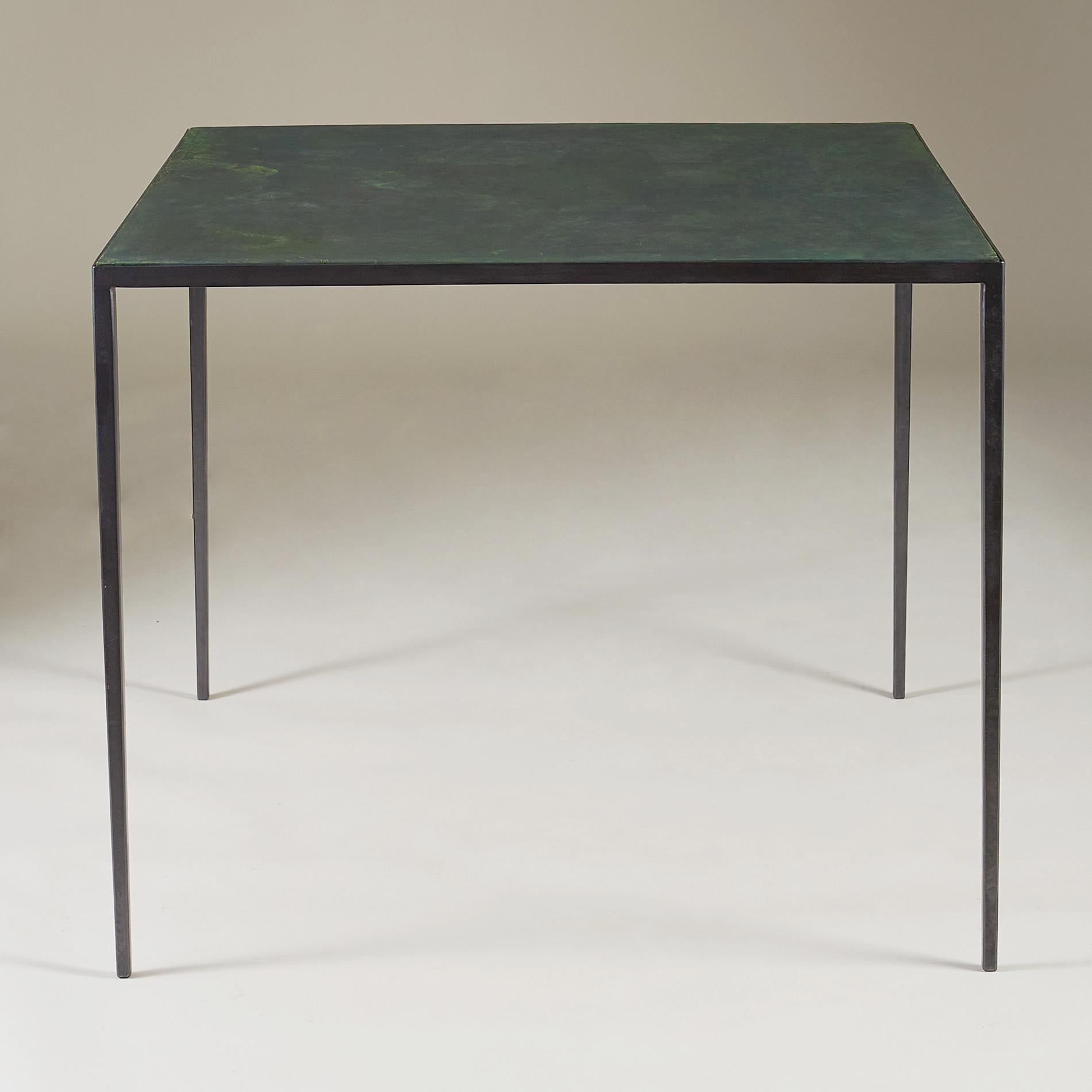 French ORIGINAL 1938 Iron and Leather Games Table by Jean-Michel Frank