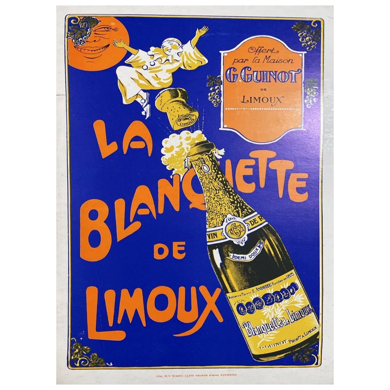 1938 La Blanquette De Limoux Spumante Poster originale d
epoca