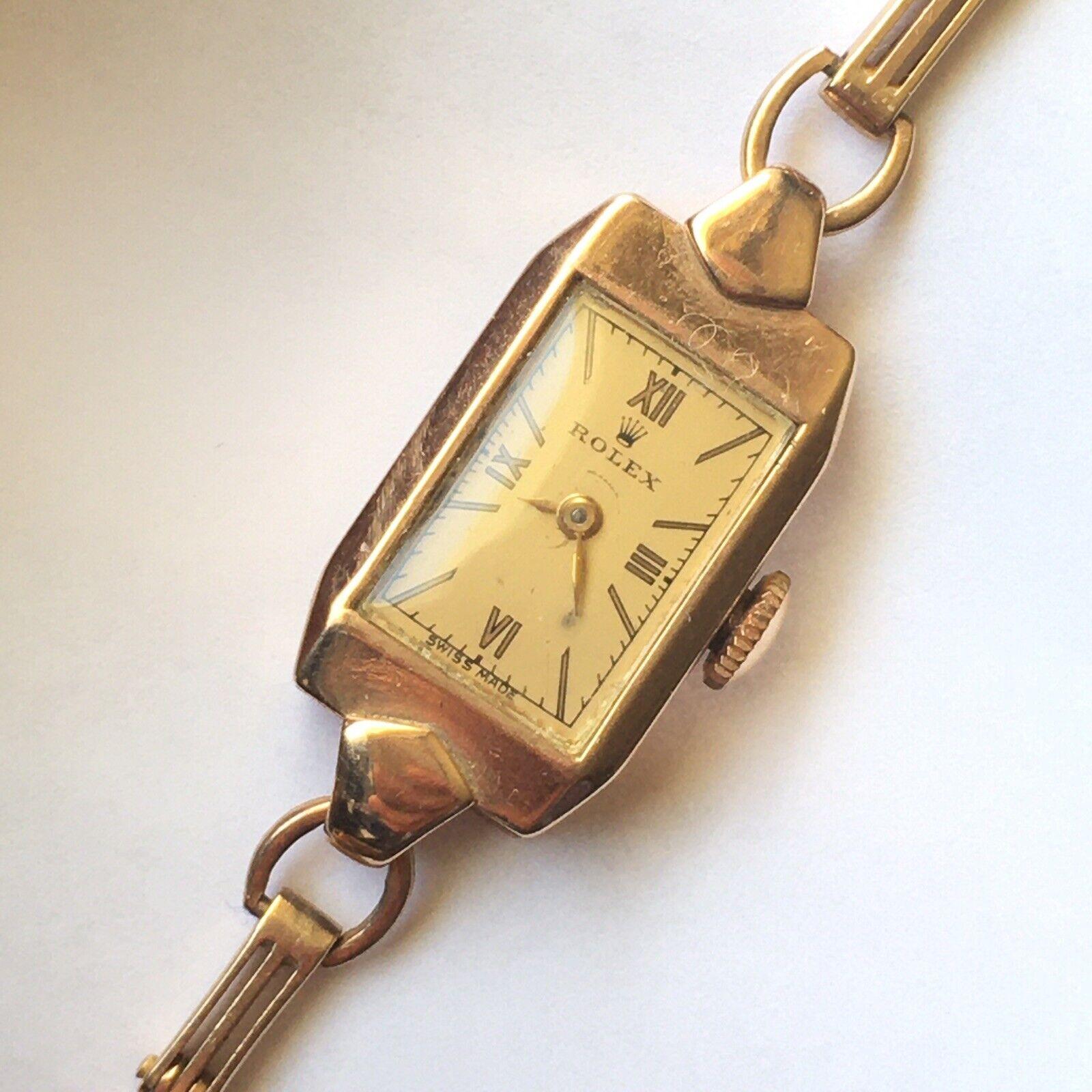 Montre mécanique Rolex en or jaune 9K pour dame, 1938 

Longueur du poignet 6,25 pouces
Marquage  