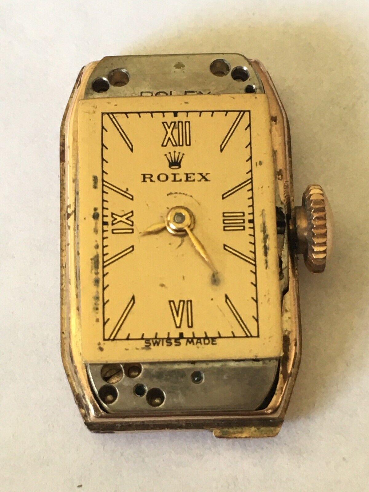 Montre mécanique Rolex pour femme de 1938 en or jaune 9 carats marquée d'usine, boîtier et fonctionnement en vente 1