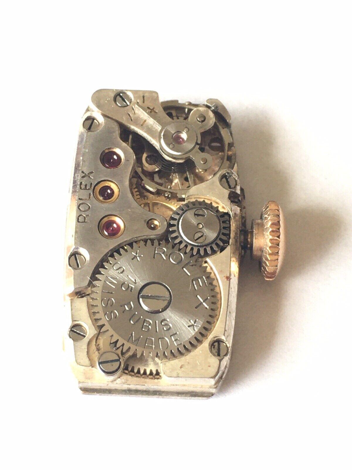 Montre mécanique Rolex pour femme de 1938 en or jaune 9 carats marquée d'usine, boîtier et fonctionnement en vente 3