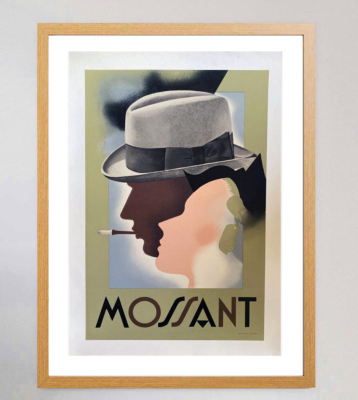 1938 Mossant Original Vintage Poster In Good Condition In Winchester, GB