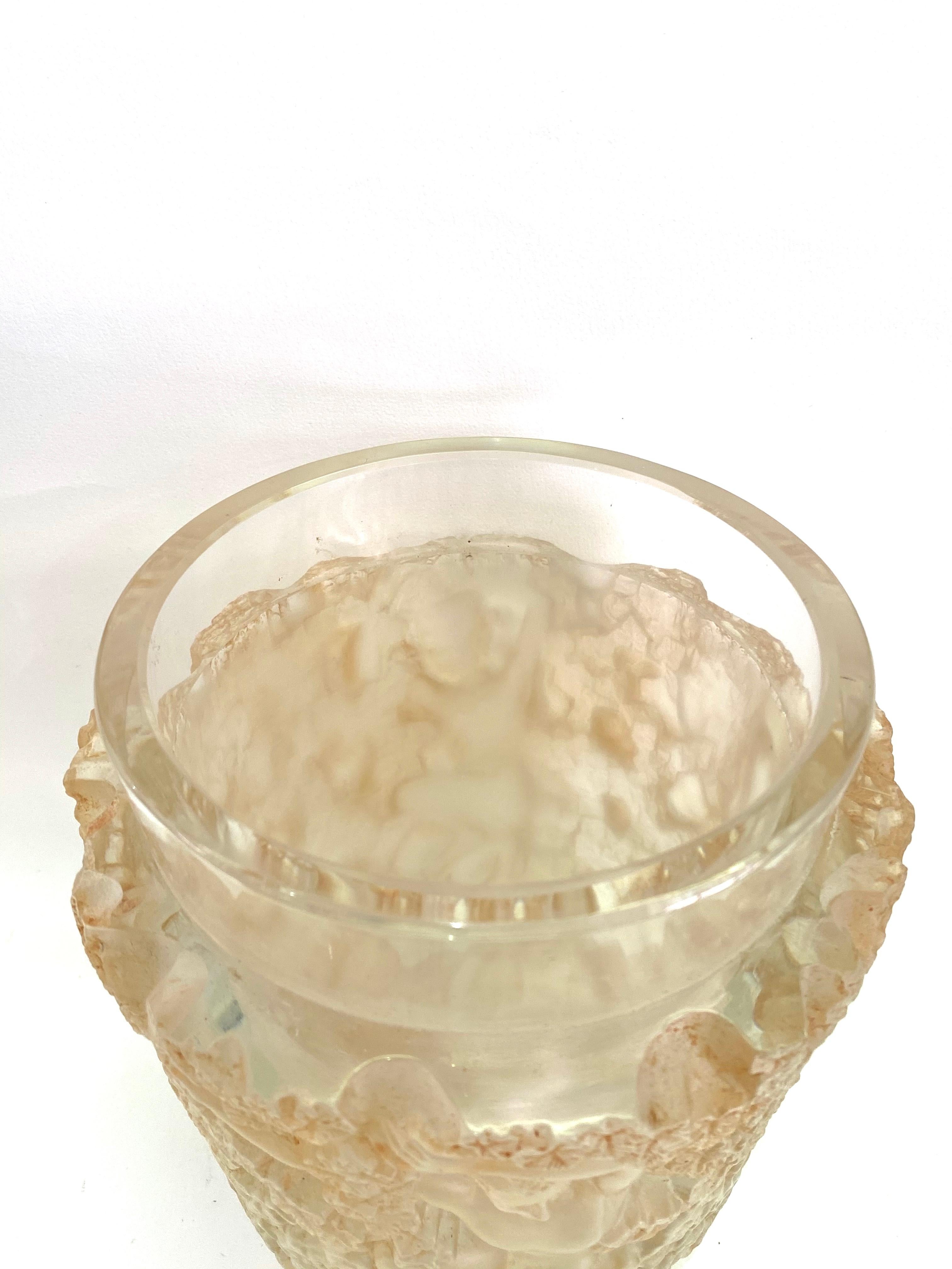 Mid-20th Century 1938 René Lalique Bacchus Vase in Frosted Glass with Sepia Stain