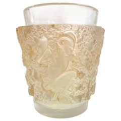1938 René Lalique Bacchus Vase in Frosted Glass with Sepia Stain