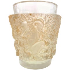1938 René Lalique Bacchus Vase in Frosted Glass with Sepia Stain